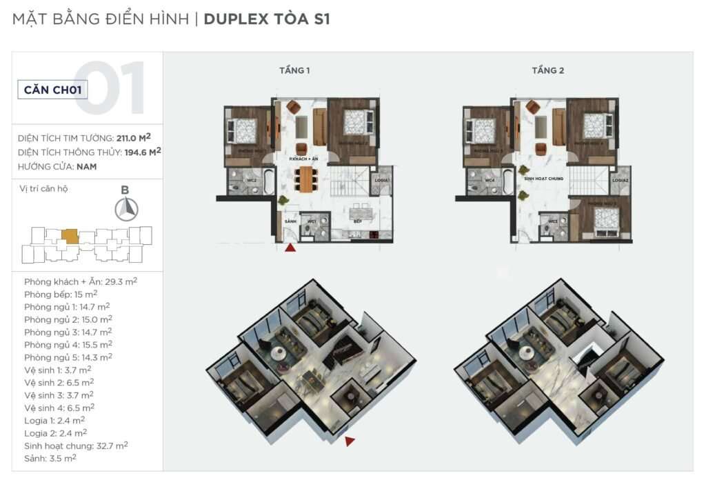 Thiết kế căn hộ Duplex Sunshine City